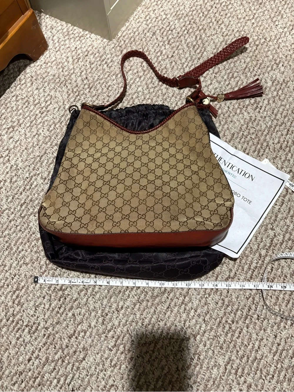 Gucci Marrakech Hobo Logo Canvas GG Shoulder Bag w COA & Dust Bag - EUC!